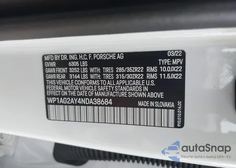 2022 Porsche Cayenne Gts z USA, uszkodzony, nr VIN WP1AG2AY4NDA38684
